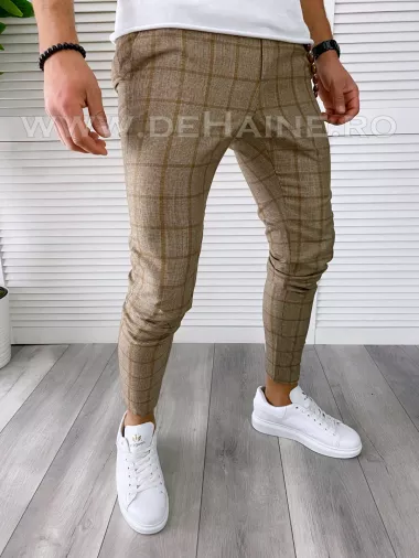Pantaloni barbati casual regular fit in carouri B1733 e 17-2 ~